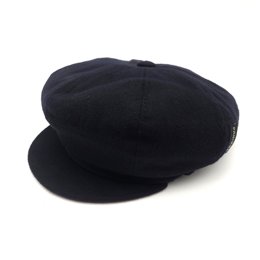 Panizza Flat Cap (Size 55) Cabby Wool Kashmir Newsboy Button Hat Navy Blue Italy